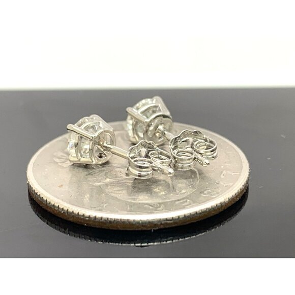 Diamond Earrings Platinum GIA Certified 1.00ctw VS2 H Natural Stud Push Back - Picture 10 of 14
